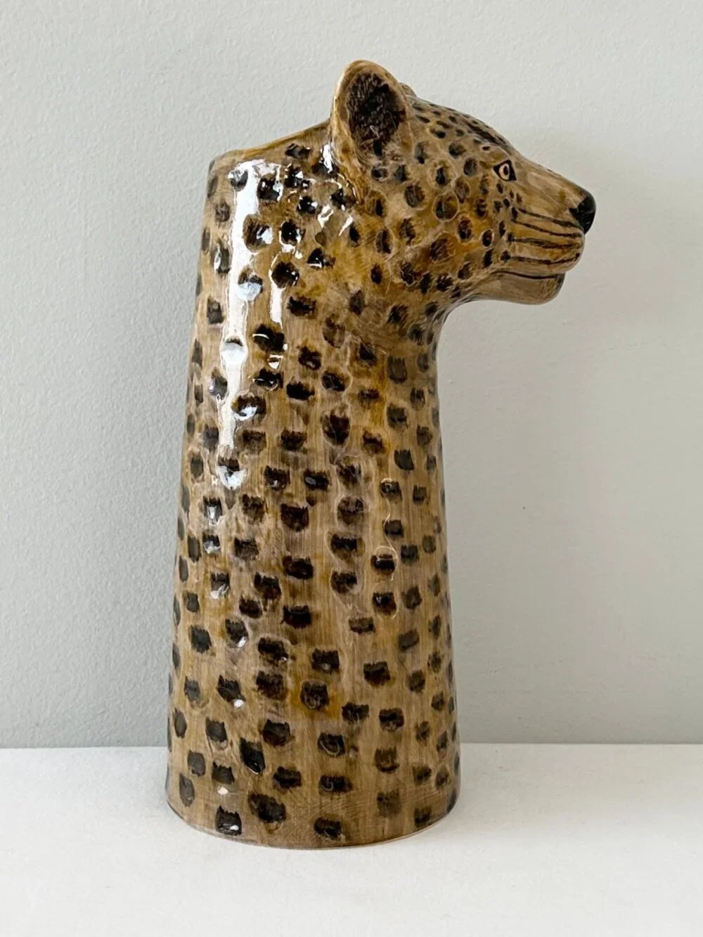 Quail Ceramics Leopard Vase Hand Painted Stoneware Anthropologie England NWT